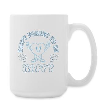 Don’t Forget to Be Happy – Vintage Herz Design - Große Tasse 440 ml - Weiß - Rechts