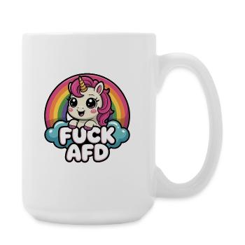 Fuck AFD - Antifa Einhorn Tee - Große Tasse 440 ml - Weiß - Rechts