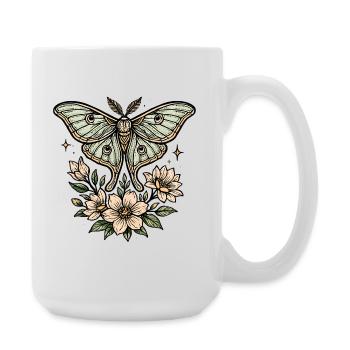 Moth with flower bouquet - Large Mug 440 ml - white - Right