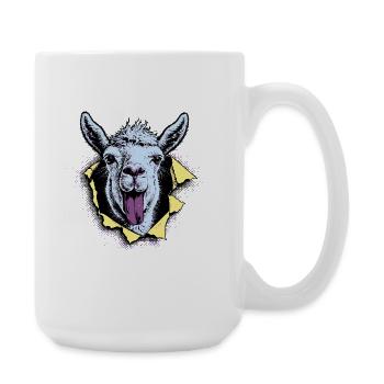 Llama Pop Art – Naughty Tongue Illustration - Large Mug 440 ml - white - Right