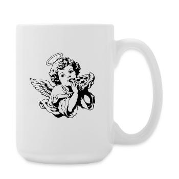 Pizza Angel – Cherub with pizza slice - Large Mug 440 ml - white - Right