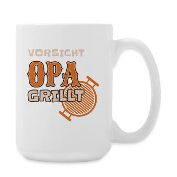 Attention : grand-père grille une tenue de barbecue drôle - Grande tasse 440 ml - blanc - Droite
