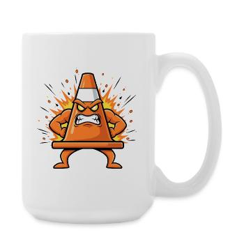 Angry Cone Cartoon - Large Mug 440 ml - white - Right