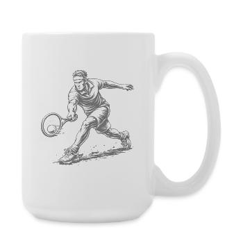 Dynamischer Tennisspieler im Retro-Stil - Große Tasse 440 ml - Weiß - Rechts