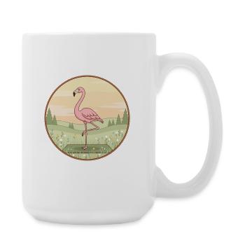 Yoga Flamingo Bird Doing Tree Pose - Large Mug 440 ml - white - Right