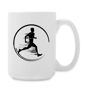 Running Marathon Woman Silhouette - Large Mug 440 ml - white - Right