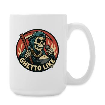 Skelett mit Mikrofon und Ghetto Like - Große Tasse 440 ml - Weiß - Rechts