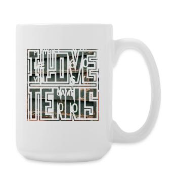 J’AIME LE TENNIS, tableau d’affichage, t-shirt d’idées cadeaux - Grande tasse 440 ml - blanc - Droite