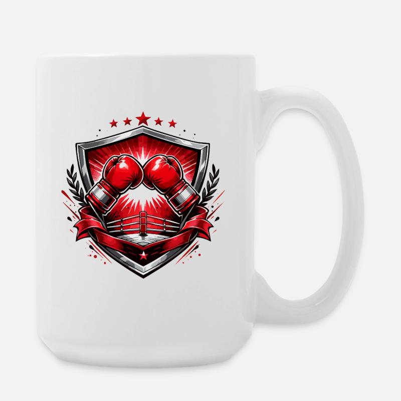 Boxing Gloves Crest - Large Mug 440 ml - white