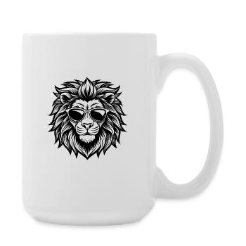 Lion with sunglasses - Large Mug 440 ml - white - Right