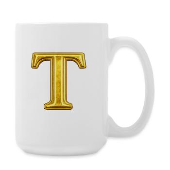Motif en T doré avec éclat - Grande tasse 440 ml - blanc - Droite