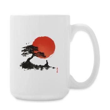 Sonnenuntergang Zen am Felsensee - Große Tasse 440 ml - Weiß - Rechts
