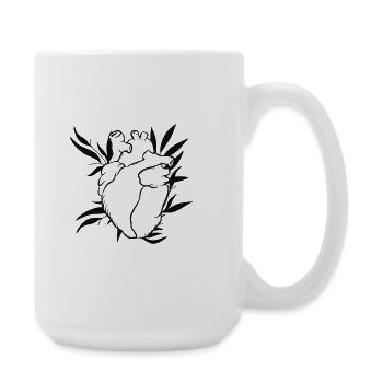 Herzlinien mit Blättern - Große Tasse 440 ml - Weiß - Rechts