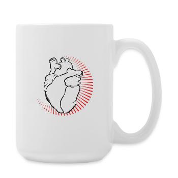 Anatomisches Herz mit rotem Strahlenkranz - Große Tasse 440 ml - Weiß - Rechts