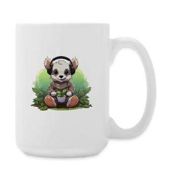 Headphone panda planting - Large Mug 440 ml - white - Right