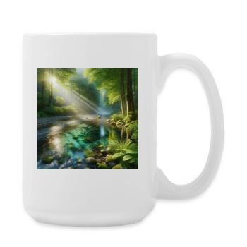 Sunshine in a forest stream - Large Mug 440 ml - white - Right