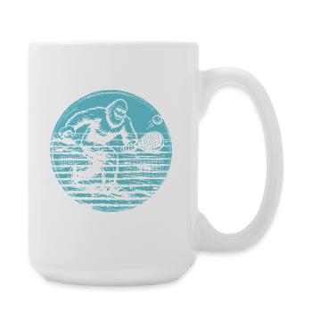 Bigfoot Sasquatch Retro Padel Tennis - Große Tasse 440 ml - Weiß - Rechts