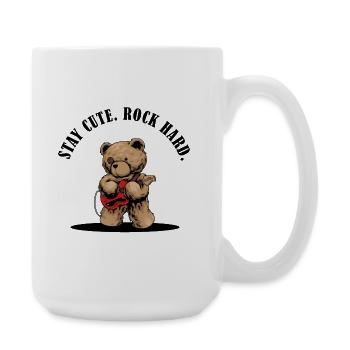 Stay Cute Rock Hard – Teddy mit E-Gitarre - Große Tasse 440 ml - Weiß - Rechts