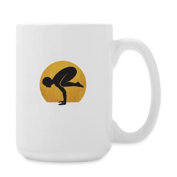 Minimalist Bakasana Yoga Crow Silhouette - Large Mug 440 ml - white - Right