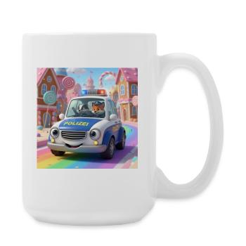 Polizei Abenteuer Zuckerstadt - Große Tasse 440 ml - Weiß - Rechts