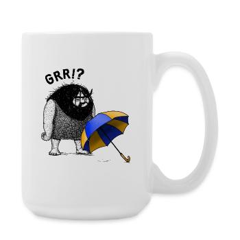 Caveman with Umbrella - Large Mug 440 ml - white - Right