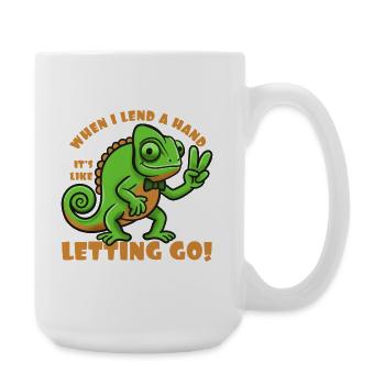 When I lend a hand its like two letting go! - Large Mug 440 ml - white - Right