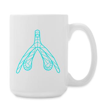 Klitoris_cyan - Große Tasse 440 ml - Weiß - Rechts