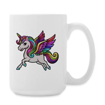 Colorful Winged Unicorn - Large Mug 440 ml - white - Right