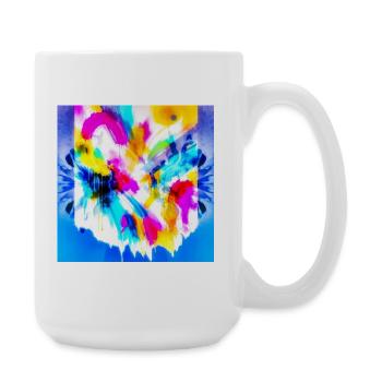 Explosion of colour in watercolour - Large Mug 440 ml - white - Right