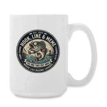 Ligne & Hook Legends Patch, pêche amusante - Grande tasse 440 ml - blanc - Droite