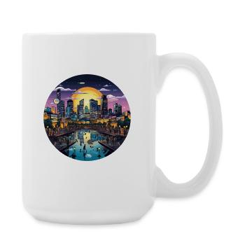 Sonnenuntergangsstadt am Wasser - Große Tasse 440 ml - Weiß - Rechts