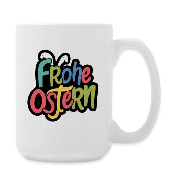 Frohe Ostern Bunny Typo Farbspiel - Große Tasse 440 ml - Weiß - Rechts