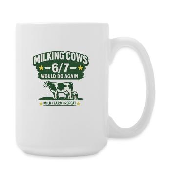 Milking Cows 6/7 Farmer Humor Farm Shirt - Large Mug 440 ml - white - Right