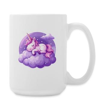 Pink unicorn sleeping on a purple cloud - Large Mug 440 ml - white - Right