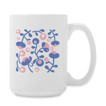 Abstrakte Pfingstrosen L Rose Blau Weiß - Große Tasse 440 ml - Weiß - Rechts