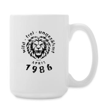 40. Geburtstag Wild, frei, ungezähmt seit 04/1986 - Große Tasse 440 ml - Weiß - Rechts