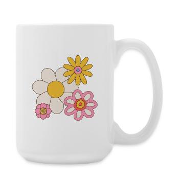 Retro Flower Power Graphic – Cute 70s Hippie  - Große Tasse 440 ml - Weiß - Rechts