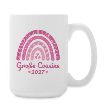 Große Cousine 2027 Boho Regenbogen rosa - Große Tasse 440 ml - Weiß - Rechts