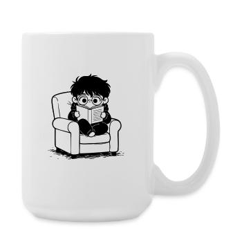 Sticker Enfant Lisant Fauteuil Cosy Noir et Blanc - Grande tasse 440 ml - blanc - Droite