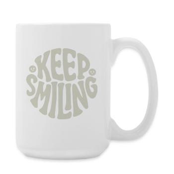 Keep Smiling Bold Typography Positive Quote - Große Tasse 440 ml - Weiß - Rechts
