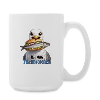 Ich mag Fischbrötchen - Große Tasse 440 ml - Weiß - Rechts