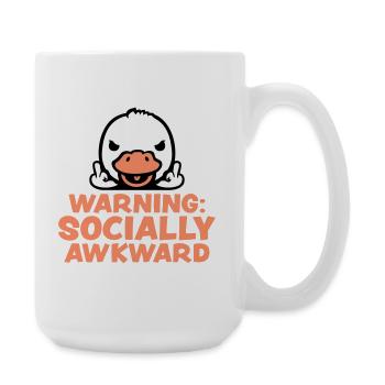 Warning Socially Awkward Duck Middle Finger Bird - Large Mug 440 ml - white - Right