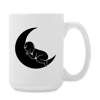 Baby on Moon – Sweet Sleep Silhouette - Large Mug 440 ml - white - Right
