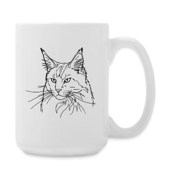Majestic Maine Coon Minimalist Line Drawing - Large Mug 440 ml - white - Right