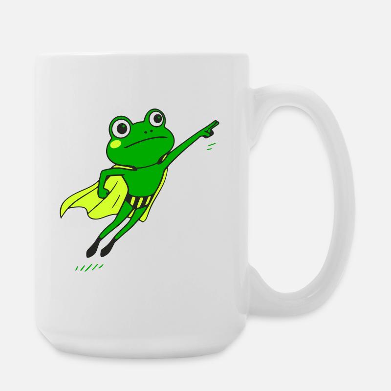 Froschheld im Supercape - Große Tasse 440 ml - Weiß