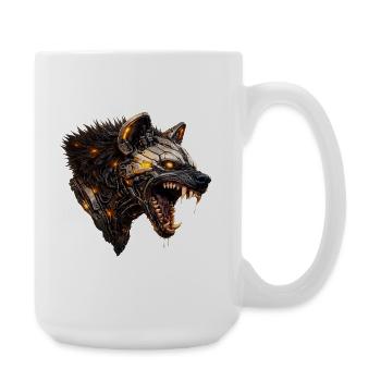 Mechanical hyaena head with luminous accents - Large Mug 440 ml - white - Right