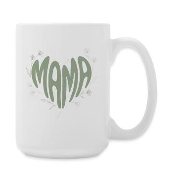 Mom Heart Font with Flowers - Large Mug 440 ml - white - Right