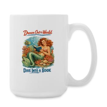 Retro Meerjungfrau: Dive Into a Book Pin-up - Große Tasse 440 ml - Weiß - Rechts