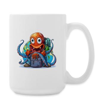 Poulpe voyageuse avec le globe - Grande tasse 440 ml - blanc - Droite