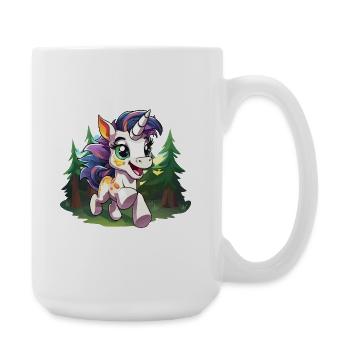 Bunter Waldunikorn im Glück - Große Tasse 440 ml - Weiß - Rechts